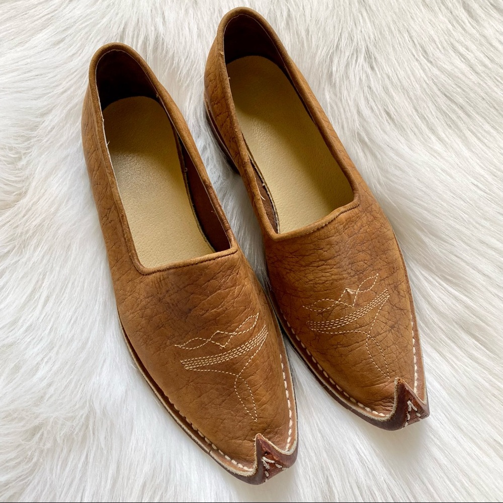 Rare Vintage COBRA Cheingman Thailand Leather Curled Toe Shoes Costume size 37